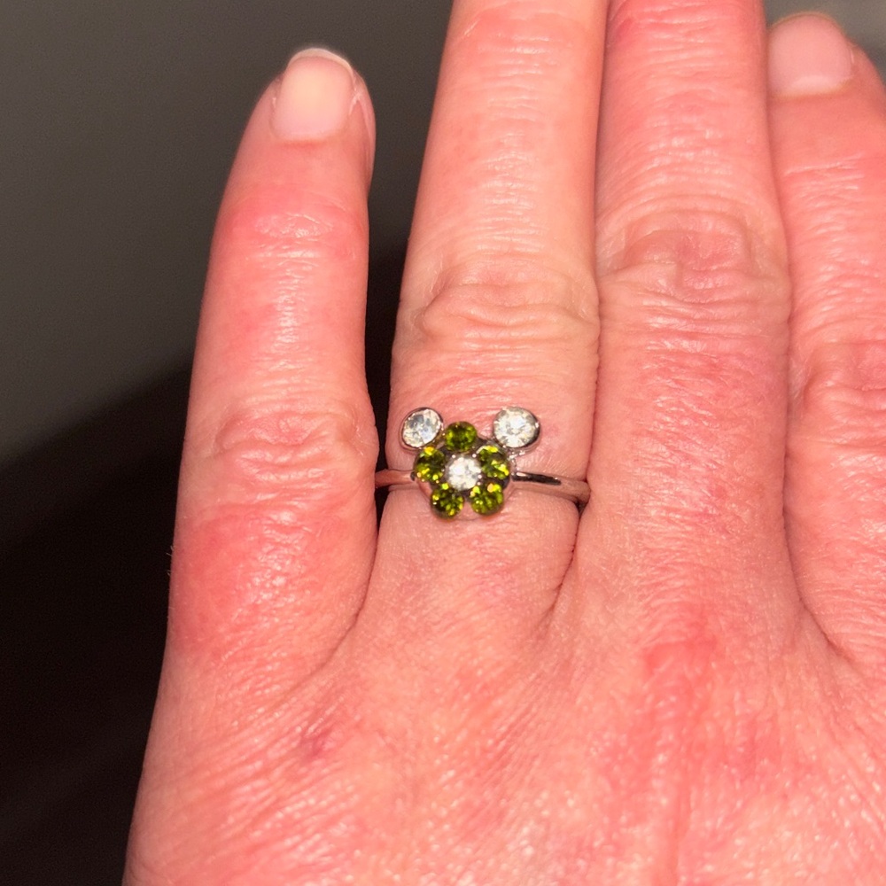 Elegant Silver and Green Gemstone Ring